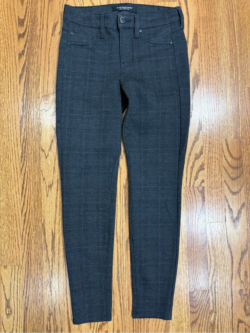 Liverpool Stretchy Dress Pants in Black/ Charcoal Glen Plaid (2/26 Petite)